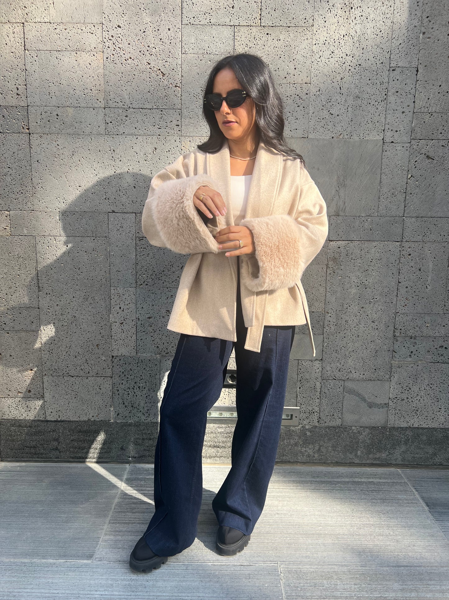 The Fur-Cuff Wrap Jacket