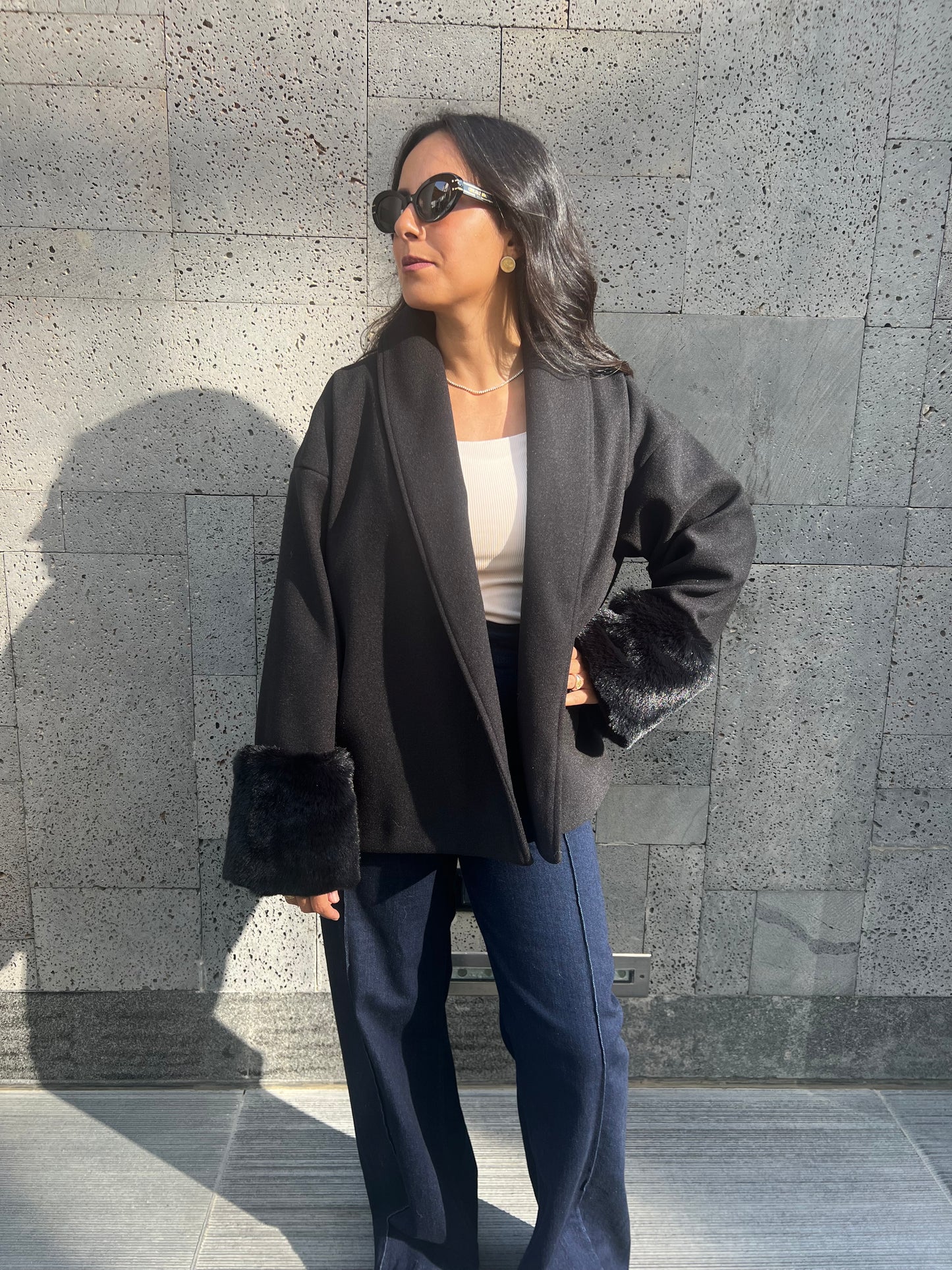 The Fur-Cuff Wrap Jacket