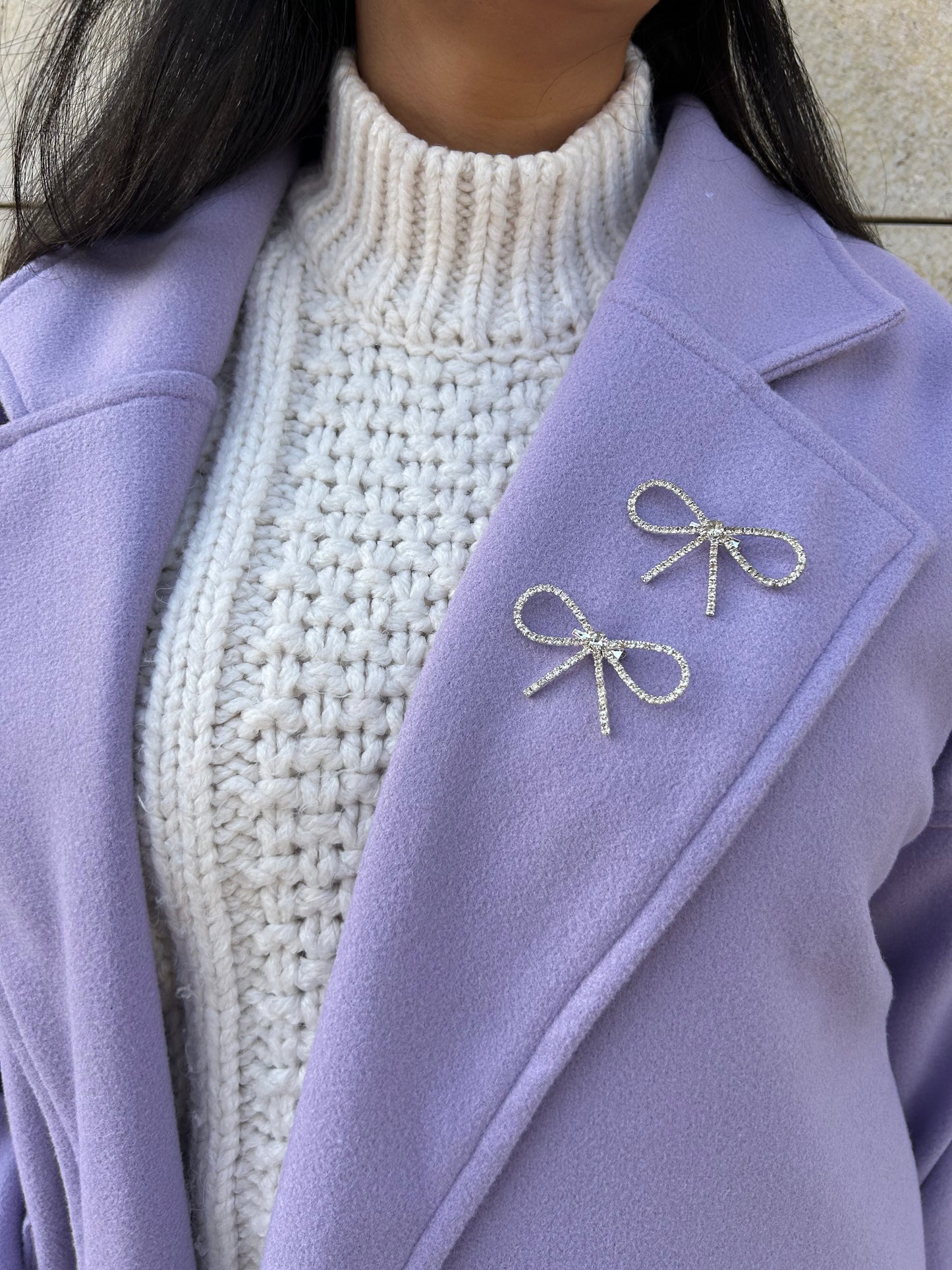 Bloom Winter Coat with a ribbon pin