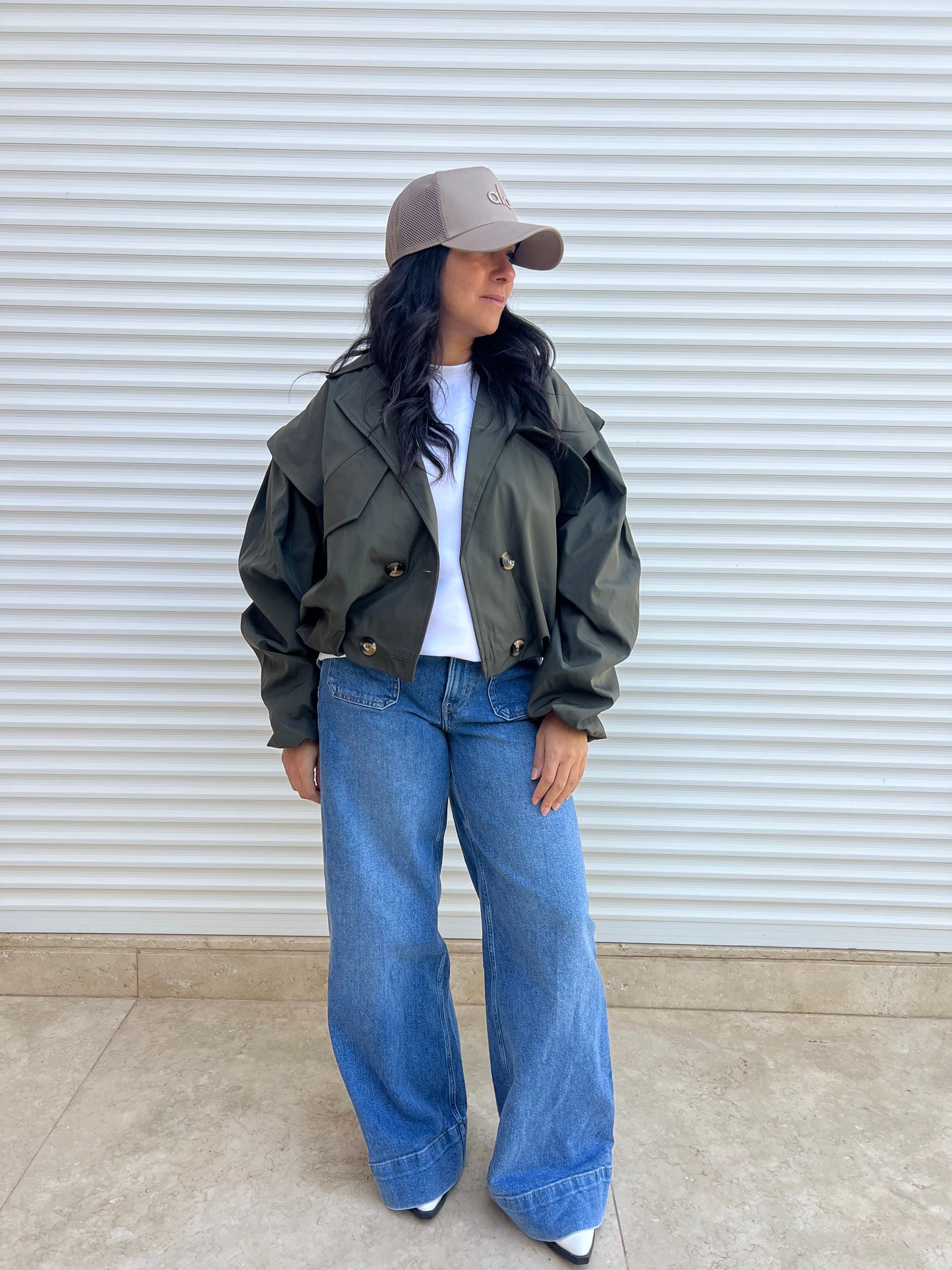 The Cropped Puff Jacket - Olive