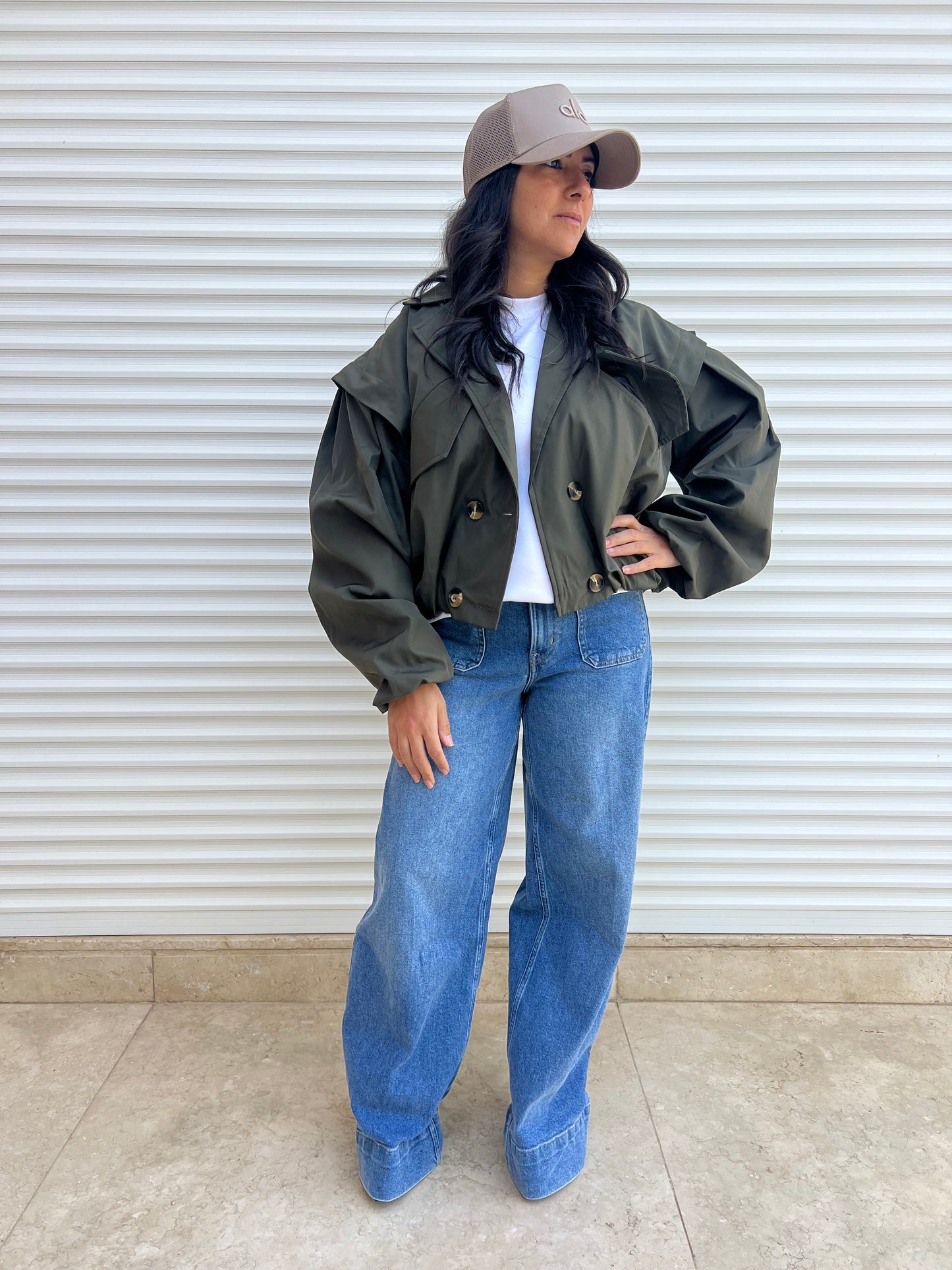 The Cropped Puff Jacket - Olive