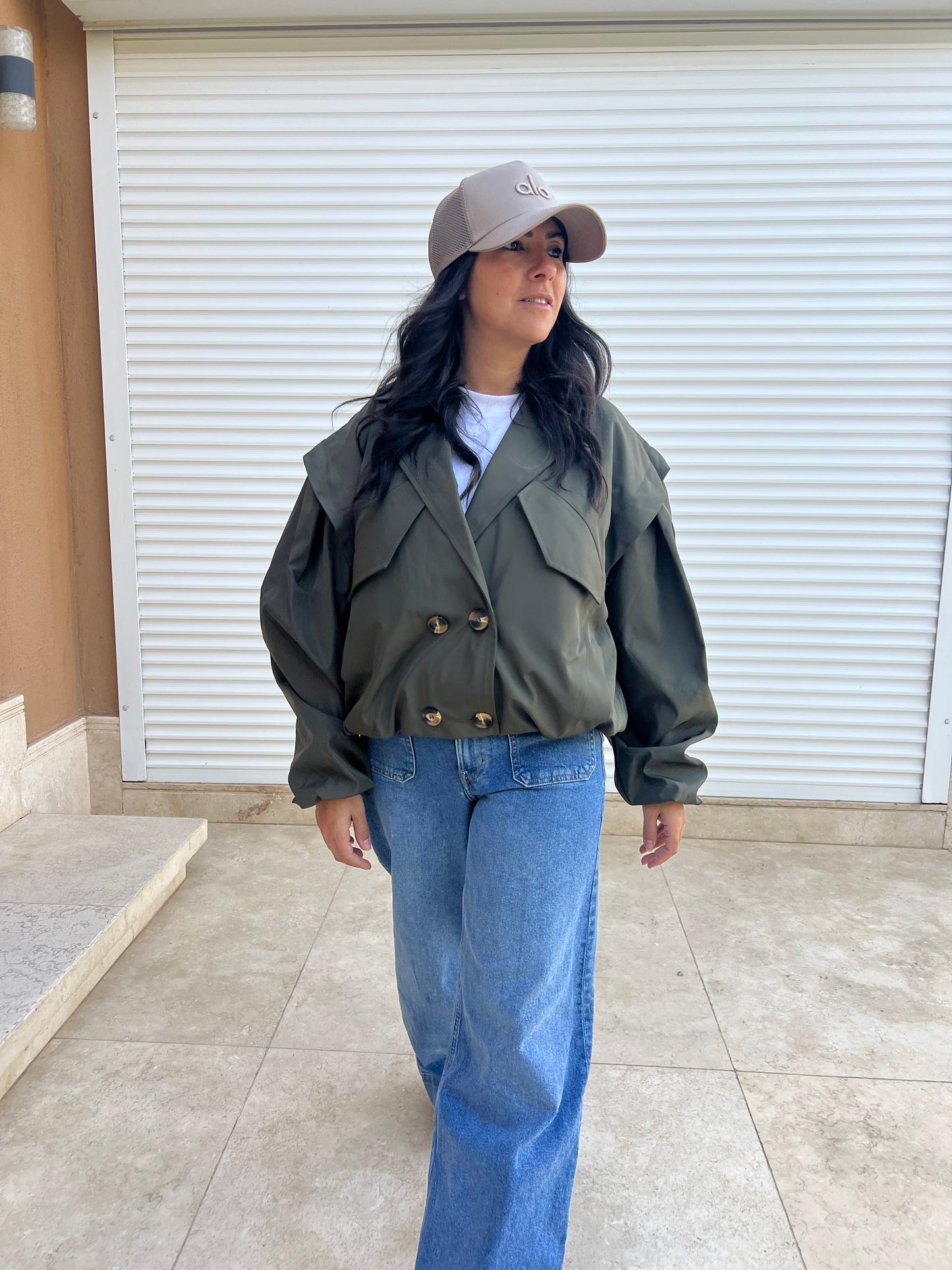 The Cropped Puff Jacket - Olive