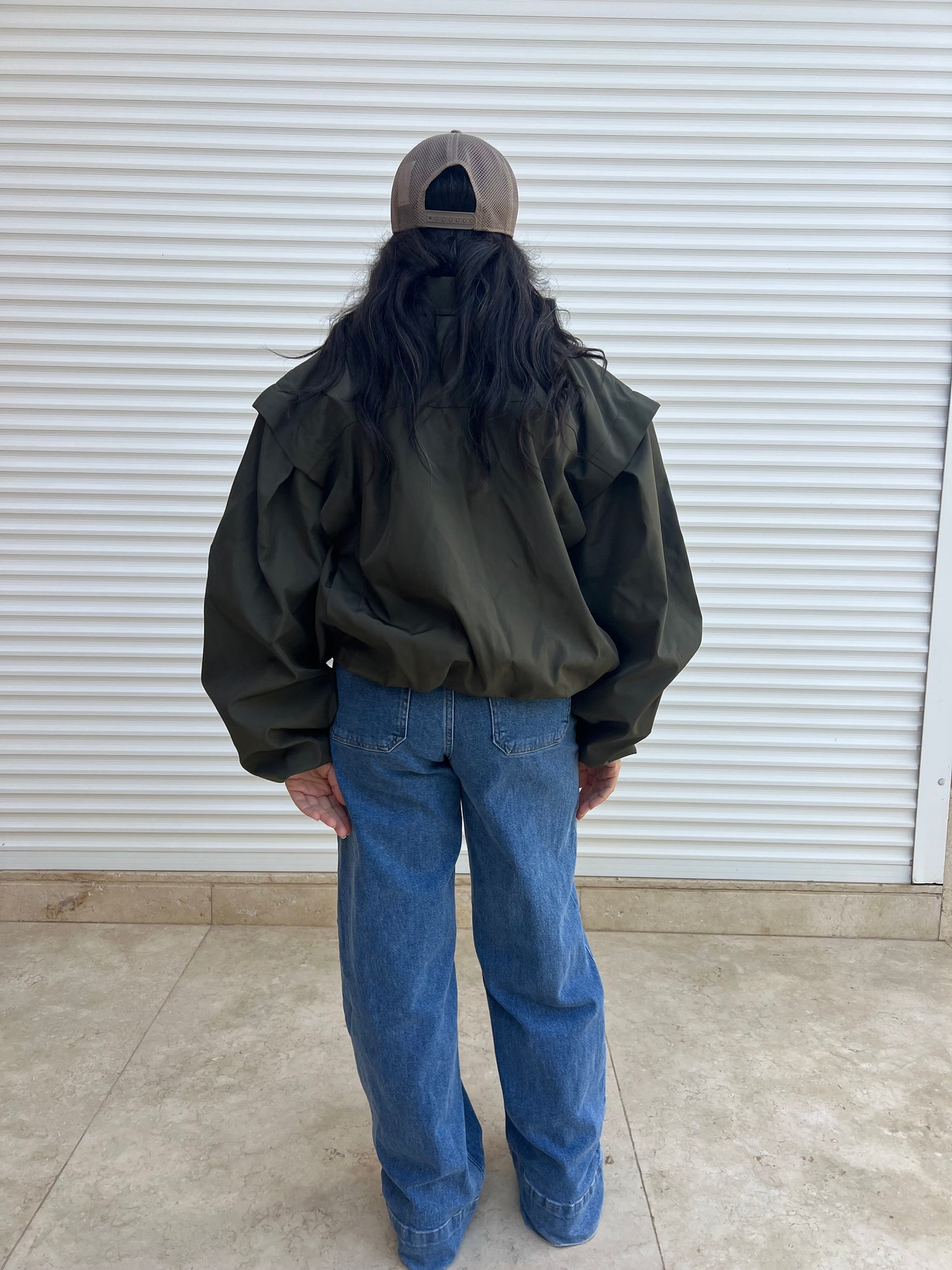 The Cropped Puff Jacket - Olive