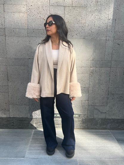 The Fur-Cuff Wrap Jacket