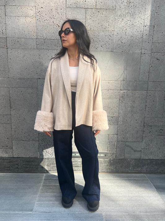 The Fur-Cuff Wrap Jacket