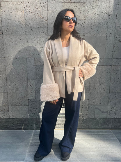 The Fur-Cuff Wrap Jacket