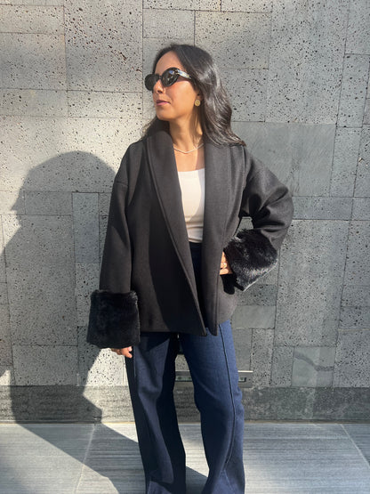 The Fur-Cuff Wrap Jacket