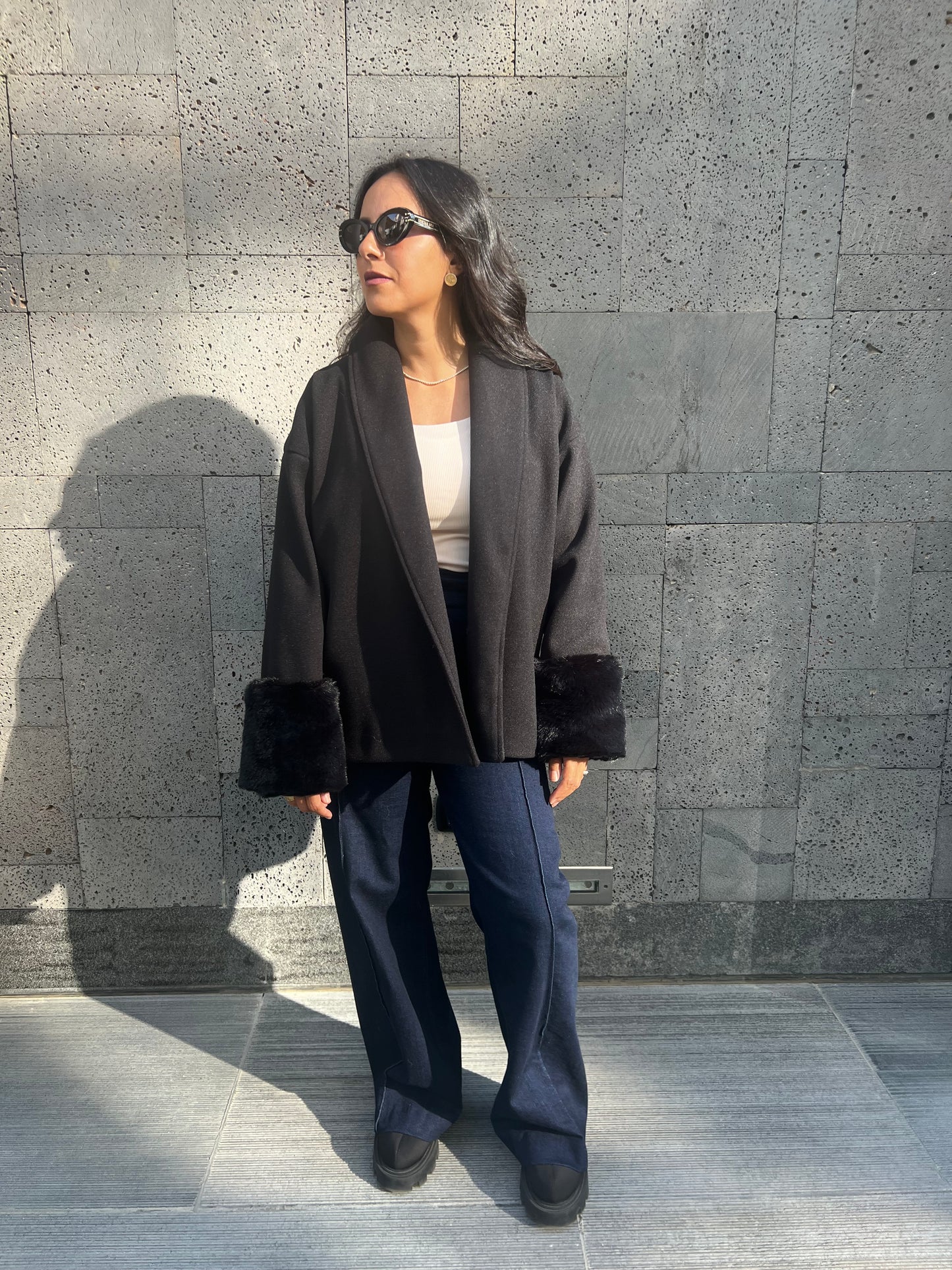 The Fur-Cuff Wrap Jacket