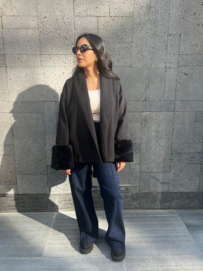 The Fur-Cuff Wrap Jacket