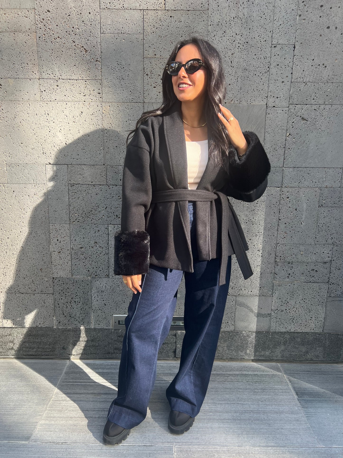 The Fur-Cuff Wrap Jacket