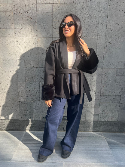 The Fur-Cuff Wrap Jacket