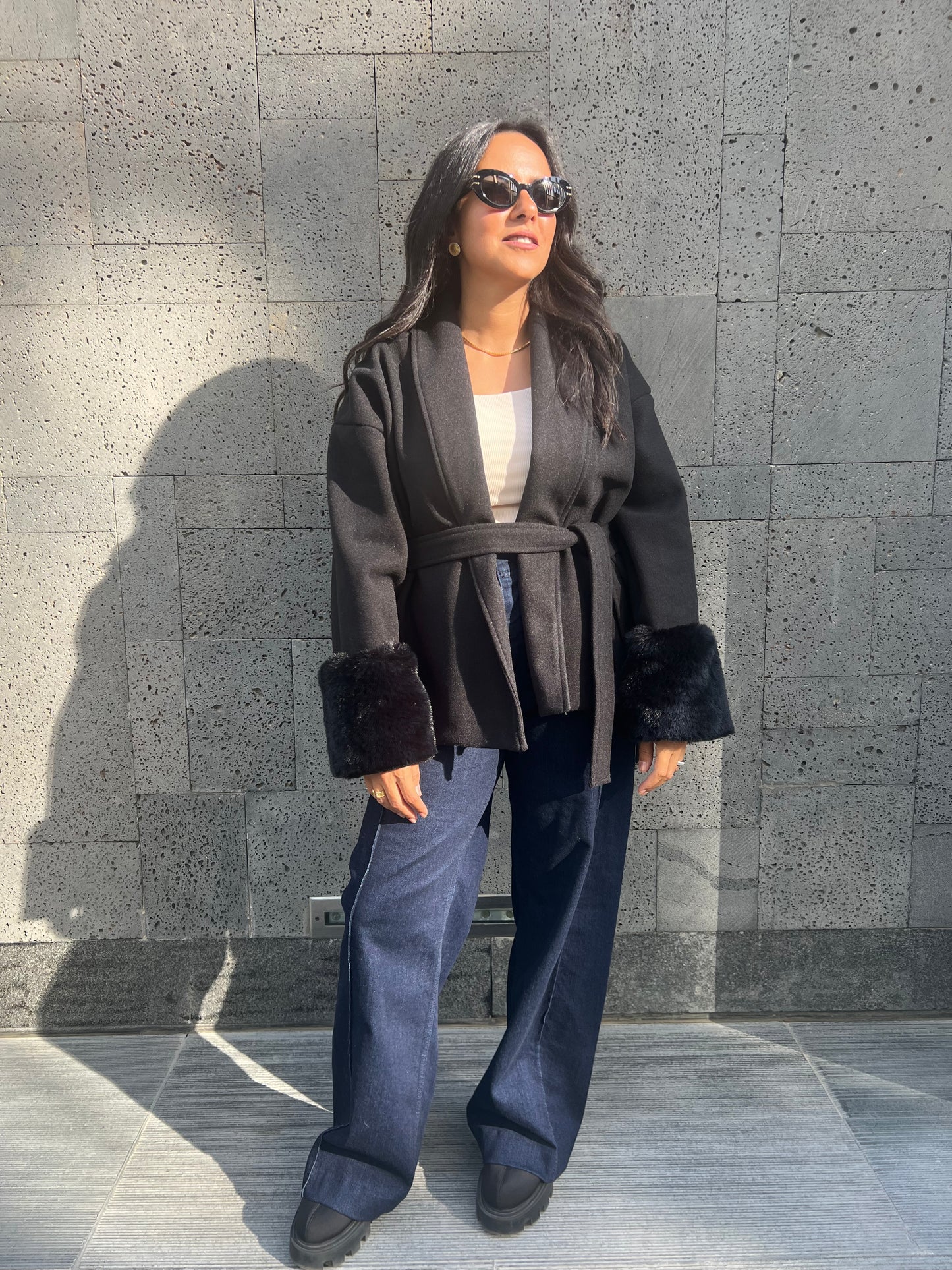 The Fur-Cuff Wrap Jacket